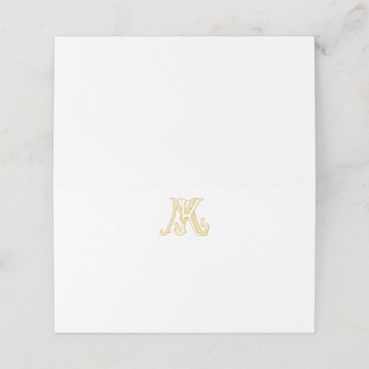 Platzkarte KM Monogramm oder MK Monogramm (Außenseite Aufgefaltet)
