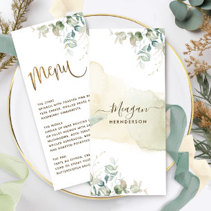 Platzkarte/ Menü, elegante Vegetation und Wasserfa Menükarte