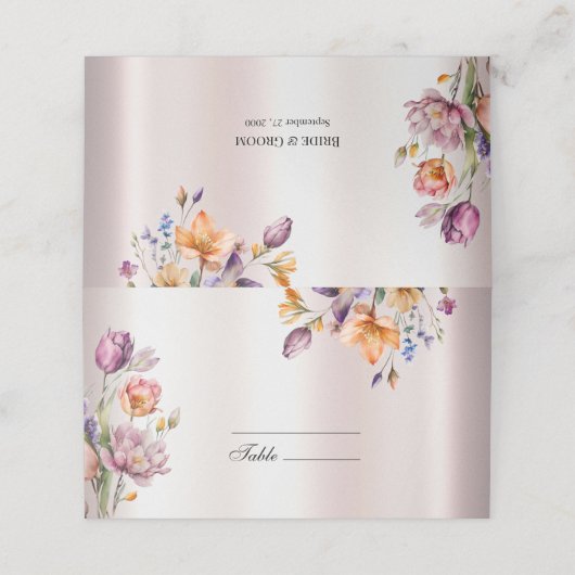 Platzkarte mit farbenfrohen Frühlingsblumen (Außenseite Aufgefaltet)