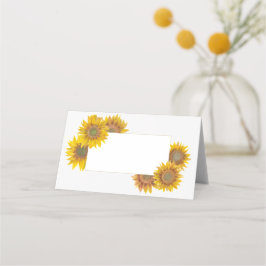 Platzkarte mit handgemalten Sonnenblumen