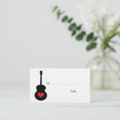 Platzkarte Rot/Schwarz Gitarre Herz (Stehend Vorderseite)