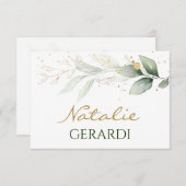 Platzkarte von Aquarellgrün und Goldfolien (Vorne/Hinten)