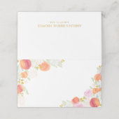 Platzkarte von Aquarellpfirsichen und Blume (Außenseite Aufgefaltet)