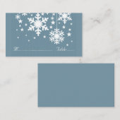 Platzkarte von Schneeflocken und Sternen, blau (Vorne/Hinten)