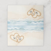 Platzkarte von Strandhochzeiten mit Sand Hearts De (Außenseite Aufgefaltet)