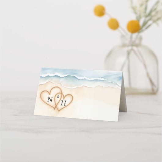 Platzkarte von Strandhochzeiten mit Sand Hearts De (Vorderseite)