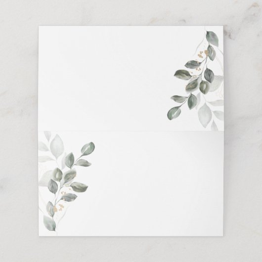 Platzkarte "Watercolor Greenery" (Außenseite Aufgefaltet)