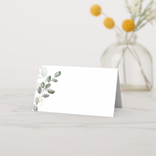 Platzkarte "Watercolor Greenery" (Vorderseite)