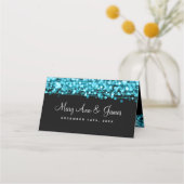 Platzkarte Wedding Party Glitzern Türkis (Rückseite)