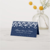 Platzkarte Wedding Winter Sparkle Navy Blue (Rückseite)