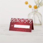 Platzkarte Wedding Winter Sparkle Red (Vorderseite)