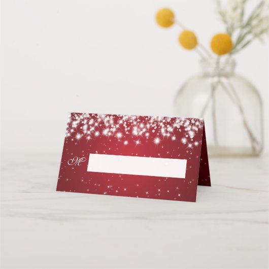 Platzkarte Wedding Winter Sparkle Red (Vorderseite)