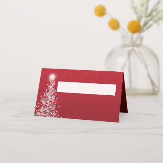 Platzkarte Weihnachten Hochzeit Silver Red (Vorderseite)