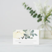 PLATZKARTE WEISS-WEISS-FLORALISCHES BRAUTPARTY VISITENKARTE (Stehend Vorderseite)