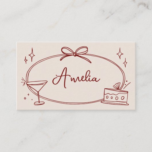 Platzkarte zum Geburtstag in Beige (Vorderseite)