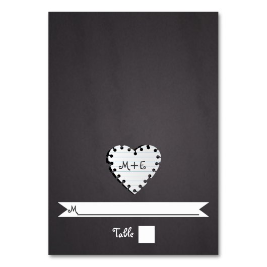 Platzkarte zur Hochzeit von Monogramm-Karton Tischnummer (Vorderseite)