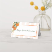 Platzkarten aus Citrus Orange und White Strip (Vorderseite)