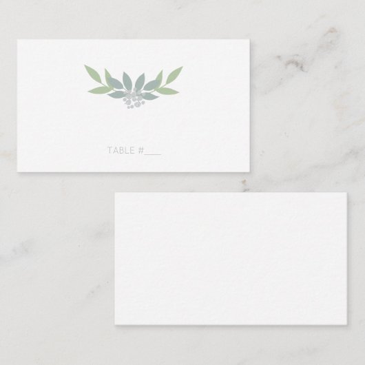 Platzkarten aus grünem Blattwerk - flach (Vorne/Hinten)