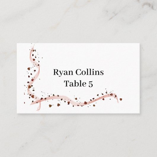 Platzkarten aus handgezogenen Band und Blume (Vorderseite)