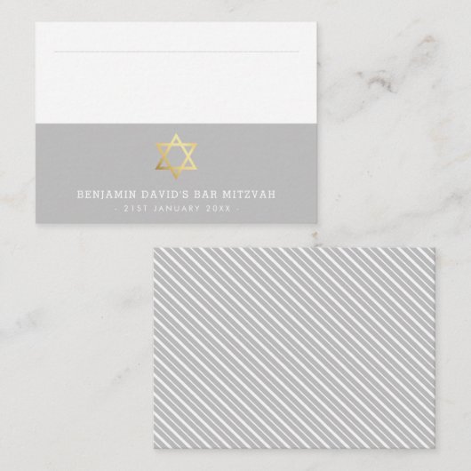 PLATZKARTEN Bar Mitzvah Goldstar der david grau (Vorne/Hinten)