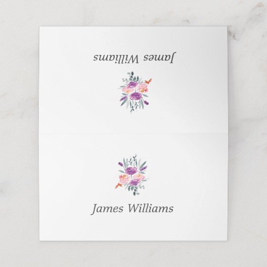 Platzkarten der Aquarellfarben-Blume (Außenseite Aufgefaltet)