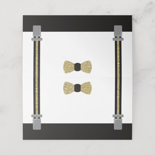 Platzkarten der Krawatte, Lebensmittelkarten, Schw (Außenseite Aufgefaltet)