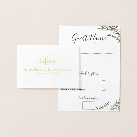 Platzkarten des Greenery Wedding Menüs (Anzeige)