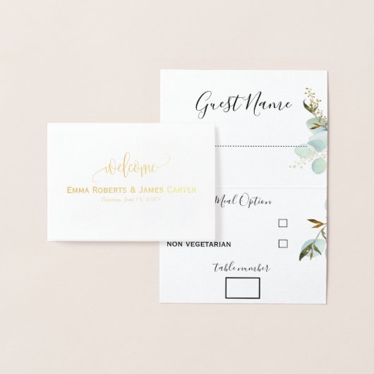 Platzkarten des Greenery Wedding Menüs (Anzeige)