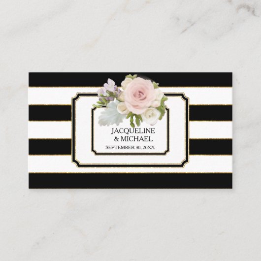 Platzkarten Englisch Rose Art Deco Gold Glitzer (Vorderseite)