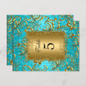 Platzkarten für aquamarine Tischnummer (Vorne/Hinten)