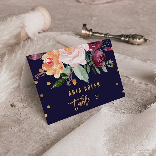 Platzkarten für Herbst-Floral Tischnummer