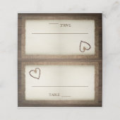 Platzkarten für Hochzeiten mit Holz, Burlap & Twin (Außenseite Aufgefaltet)