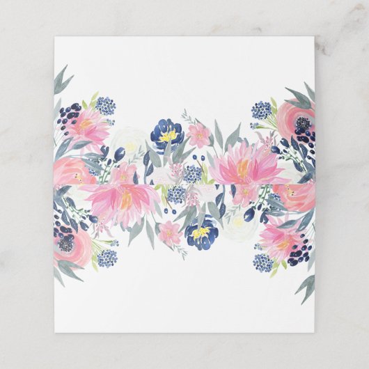 Platzkarten für rosa Peonies Navy Blue Elements (Außenseite Aufgefaltet)