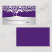 Platzkarten für Silber und Lila Damast (Vorne/Hinten)
