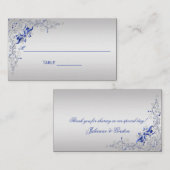 Platzkarten für verzierte Blau- und Silberblumen-W (Vorne/Hinten)