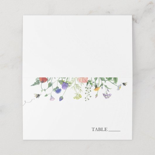 Platzkarten für Wildblume und Bienen (Außenseite Aufgefaltet)