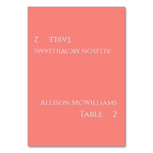 Platzkarten Hochzeiten - Rosa Korallen und Weiß Tischnummer (Vorderseite)