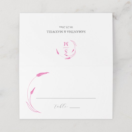 Platzkarten Hochzeitsrosa (Außenseite Aufgefaltet)