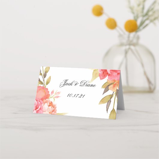 Platzkarten in Aquarellfarbe Rosa (Rückseite)