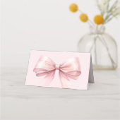 Platzkarten mit rosa Schleife Elegant gefaltet (Rückseite)