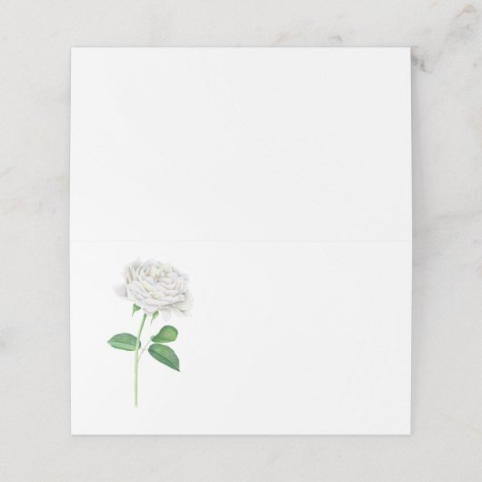 Platzkarten mit weißer Rose (Außenseite Aufgefaltet)