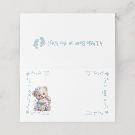Platzkarten Teddybär Baby Shower (Außenseite Aufgefaltet)