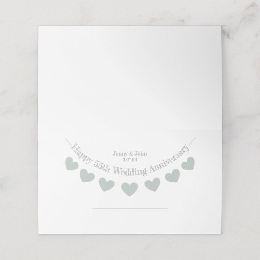 Platzkarten zum 55. Emerald Wedding Jubiläum (Außenseite Aufgefaltet)