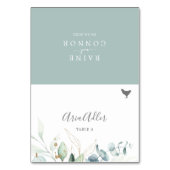 Platzkarten zum Menü "Airy Greenery Chicken" Tischnummer (Vorderseite)