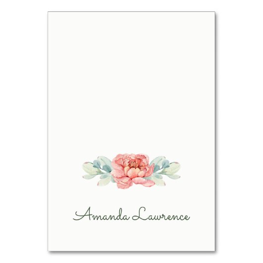 Platzkarten zur Blume von Wasserfarben Tischnummer (Vorderseite)