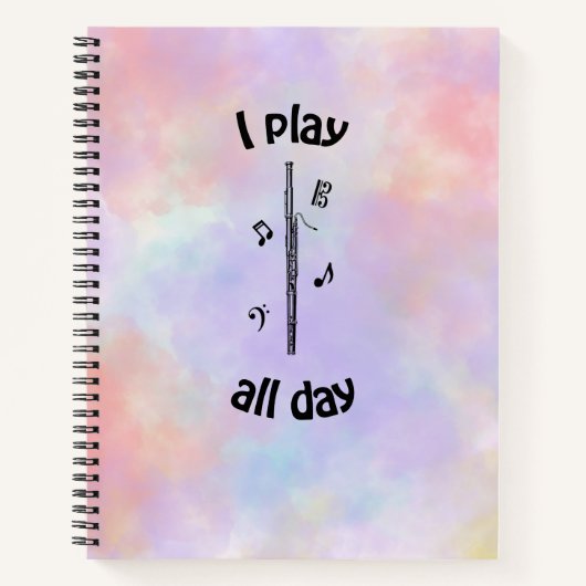 Play All Day - Bassoon Instrument Notebook (groß) Notizblock (Vorderseite)