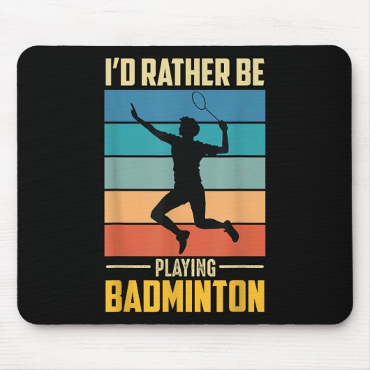 Play Badminton Shuttle Retro Badminton Player Game Mousepad (Vorne)