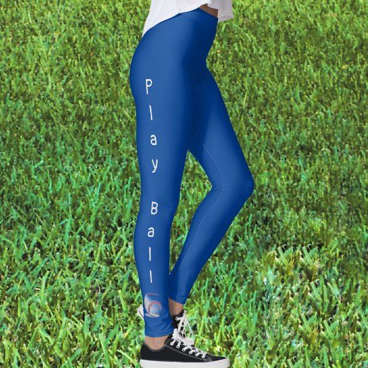 Play Ball Baseball Sporty Blue Leggings