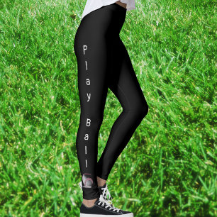 Play Ball Baseball Sporty Schwarz Leggings