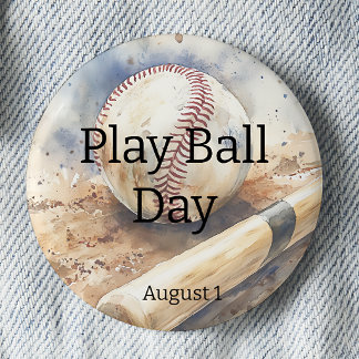 Play Ball Day - Baseball Button